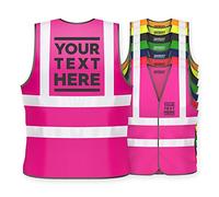 Expert Workwear Hi Vis Personalised Vest Safety Reflective Waistcoat Custom Printed Security Hi Viz (M, Pink)