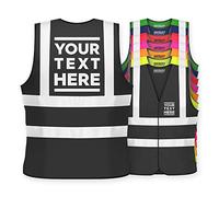 Expert Workwear Hi Vis Personalised Vest Safety Reflective Waistcoat Custom Printed Security Hi Viz (4XL, Black)