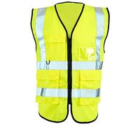 Expert Workwear Hi Vis Viz Zipped Executive Vest High Visibility Two Tone Reflective Safety Waistcoat Jacket Mobile Phone Pocket & ID Holder