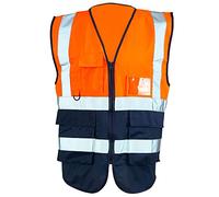 Expert Workwear Hi Vis Viz Zipped Executive Vest High Visibility Two Tone Reflective Safety Waistcoat Jacket Mobile Phone Pocket & ID Holder