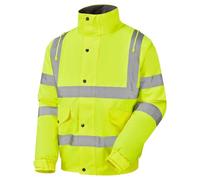 Expert Workwear HI VIZ VIS VISIBILITY CONTRACTOR SAFETY BOMBER JACKET COAT WATERPROOF (L, Yellow)