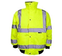 Expert Workwear Kids Hi Vis Bomber Jacket Waterproof Junior Cycling Walking Safety Coat (Yellow, 7-9 Years)