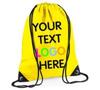 Expert Workwear Personalised Drawstring Bag PE Gym Kit School Men Women Kids Sport Custom Text Logo Print Rucksack - 32 Colours Yellow