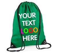 Expert Workwear Personalised Drawstring Bag PE Gym Kit School Men Women Kids Sport Custom Text Logo Print Rucksack - 32 Colours Kelly Green