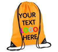 Expert Workwear Personalised Drawstring Bag PE Gym Kit School Men Women Kids Sport Custom Text Logo Print Rucksack - 32 Colours Fluorescent Orange