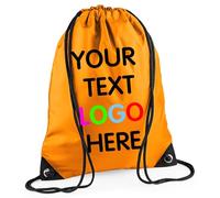 Expert Workwear Personalised Drawstring Bag PE Gym Kit School Men Women Kids Sport Custom Text Logo Print Rucksack - 32 Colours Orange