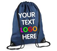 Expert Workwear Personalised Drawstring Bag PE Gym Kit School Men Women Kids Sport Custom Text Logo Print Rucksack - 32 Colours French Navy