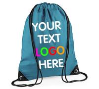 Expert Workwear Personalised Drawstring Bag PE Gym Kit School Men Women Kids Sport Custom Text Logo Print Rucksack - 32 Colours Ocean Blue