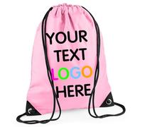 Expert Workwear Personalised Drawstring Bag PE Gym Kit School Men Women Kids Sport Custom Text Logo Print Rucksack - 32 Colours Pink