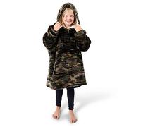 Expert Workwear Premium Kids Childrens Oversized Hooded Blanket Super Soft Fleece Sherpa Boys Girls Hoodie Gift Green Camo