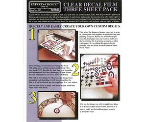 Experts-Choice Clear Decal Film for Inkjet Printer 215mm x 280mm Three Sheets