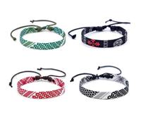 EXPHAIN 4 Pieces Palestinian Keffiyeh Bracelet for Women Men Handmade Adjustable Woven Fabric Braceletss Jewelry, Adjustable, no gemstone