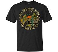 EXPIRE On A Dark Desert Highway Cool Wind in My Hair T-Shirt Graphic Top Printed Shirt Short-Sleeve Tee Mens Black L