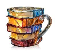 Explcior Book Shaped Coffee Mug, Stack of Books Coffee Mug 11 Oz, Novelty Painted Book Mugs for Book Lover Gifts, Hidden Message Coffee Cup, Books Worm Readers Writers Librarian Gifts(1pc)