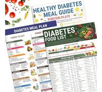 Explcior Diabetes Food List & Meal Planner, Diabetes Food Chart, Diabetic Food List Wall Charts, Laminated Diabetes Meal Planner & Nutrition List, Grocery Food Guide for Diabetics(3SET)