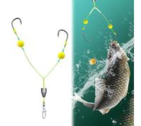 Explcior Fishing Double Hooks, Double Reverse Hook Set, Reverse Bottom Line, Free Floating, avoiding Water, Grass, Stones, and mud(Ise Nymph,#15)