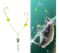 Explcior Fishing Double Hooks, Double Reverse Hook Set, Reverse Bottom Line, Free Floating, avoiding Water, Grass, Stones, and mud(Gold Hai Xi,#7)