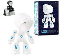 Explcior Lonely Robot Cartoon Cute Robots Design Companion Table Light, LED Mini Night Light, Mini Creative Table Robot Lamp, Fully Posable Body Bot Style Cordless Lamp for Desk Bedroom Office(White)