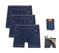 Explcior Pocket Pants Mini Jeans Wallet, Blue Denim Small Bifold Purse for Women Men, Compact Credit Card Holder & Money Organizers Fun Gag Gift(3pcs)