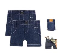 Explcior Pocket Pants Mini Jeans Wallet, Blue Denim Small Bifold Purse for Women Men, Compact Credit Card Holder & Money Organizers Fun Gag Gift(2pcs)