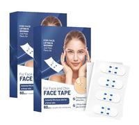 Explcior V-Edge Patches, 60 Pack Face Tape Sweat-Proof, Invisible Wrinkle Tape, Face Lift Tape for a V-Shaped, Anti-Wrinkle Plaster for Double Chin, Wrinkle Patches Against Saggy Skin(2box(120pcs))
