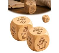 Explcior Wooden Reading Decision Dice 6-Sided Wood Reading Decision Dice for Book Lovers One More chapter KeepReading Stop Readings Funny Book Lovers Gift for Home Office Fathers Day(2pcs)