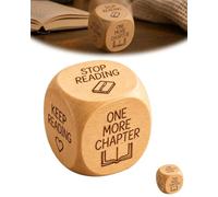 Explcior Wooden Reading Decision Dice 6-Sided Wood Reading Decision Dice for Book Lovers One More chapter KeepReading Stop Readings Funny Book Lovers Gift for Home Office Fathers Day(1pc)
