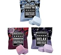 Explicit Essentials Shower Steamers Gift Set | 12 Aromatherapy Shower Steamers (3 Scent Trio) | Black Currant Rose, Lavender Mint & Eucalyptus Mint | Relaxation & Stress Relief Spa Gift for Self-Care