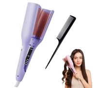 Explicitu Hair Styling Tool - Negative Ionic Anti-Scald Waver & Hair Crimper with 40M Damage-Block Ions, Smooth Beach Waves in Minutes, Long-Lasting & Travel-Friendly(Purple)