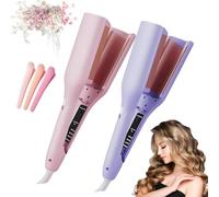 Explicitu Hair Styling Tool with Negative Ionic Technology, French Wave Curling Iron, Homessencials 32mm 3D Curling Iron for Quickly Creating Smooth Waves, Adjustable for Travel & Home (2pcs-Mix)