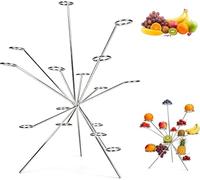 Exploding Fruit Bowl, Fireworks on The Dinner Table, Art Floating Fruit Display, 360° Multi-Arm Fruit Stand Ventilation Keeps Fresh, Handcrafted Sculpture for Kitchen Table Centerpiece Decor (Silver)