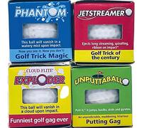 Exploding Golf Balls (4 Pack) - 1 burst into a Cloud of White Smoke, 1 Water, 1 streaming Ribbon, 1 jumps & slides when putted - funny Golf Gag Gift