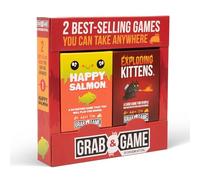 Exploding Kittens Mini-Travel Game Bundle Card Game & Happy Salmon - Family Games Bundle for Kids and Adults - Fun Card Games, Travel-Friendly Play, for Game Night