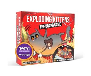 Exploding Kittens The Board Game, 2-6 Players, Age 7+ | One of the bestselling card games of all time is now a board game! Flip the pop-up board, strategize, sabotage, and surprise.