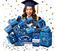 Exploding Money Gift Box Graduation, Surprise Gift Box Explosion for Money-Make Their Graduation Unforgettable, Unique Diy Party Favor for Birthday Anniversary Valentine Proposal (Blue,12 layer)