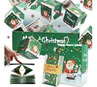Exploding Surprise Gift Box with Pop Up Bouncing Red Envelopes - Money Holder for Cash Gifts - Luxury Present for Christmas, Birthday, Anniversary, Valentine Proposal Box (green, 25 boxes)