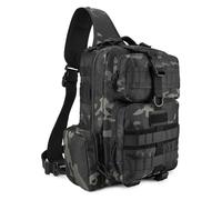 Explokit Tactical Sling Bag Mens One Strap Shoulder Backpack Fly Fishing Bag EDC Crossbody Chest Pack for Outdoor Hiking Cycling Traveling (#01-Camo Black)