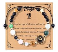 Exploration Of Natural Beauty: Ingredients Recommended New 12 Constellations Bracelet Adjustable Rope Bracelet Hand Beads Planet Beads Diving Watches for Men (F, One Size)