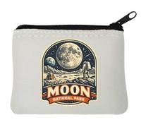 Exploration of the Moon's Unique Landscape Neoprene Coin Purse Pouch 10x11cm White