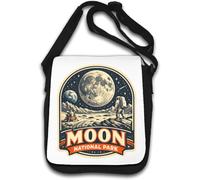 Exploration of the Moon's Unique Landscape Shoulder Bag White