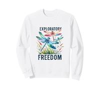 Exploratory Freedom Watercolor Dragonflies Nature Art Sweatshirt