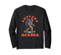 Explore Acadia Hiking Bigfoot Sasquatch Backpacker Long Sleeve T-Shirt