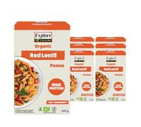 Explore Cuisine Organic Red Lentil Penne: Gluten Free Pasta, High in Protein & Good Source of Fibre, Perfect for Vegan Diets and Family Meals, Lower in Carbs (6 x 225g)