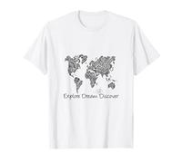 Explore Dream Discover - Tribal World Map Travel Vibes T-Shirt