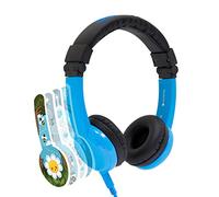 Explore Foldable Volume Limiting Kids Headphones | Built in Headphone Splitter and In Line Mic | For Tablets and Computers | Blue