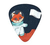 Explore Fox Guitar Picks 12 Pack Universal ABS Guitar Picks,Fox Cosmonaut Raising a Flag on an Planet Outer Space Themed Illustration,for Acoustic and Electric Guitar