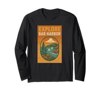 Explore Harbor Bar Shirt Retro Scenic Maine Landscape Long Sleeve T-Shirt