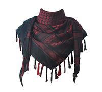 Explore Land 100Cotton Military Shemagh Tactical Desert Keffiyeh Scarf Wrap, Black and Red, 110 x 105 cm