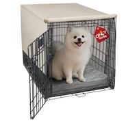 Explore Land Breathable Dog Crate Cover - 4 Sides Mesh Ventilation, Basic Pet Kennel Cover, All Sides Open, Universal Fit for 1 2 3 Doors 24 inches Wire Dog Crate （Tan）