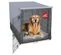 Explore Land Breathable Dog Crate Cover - 4 Sides Mesh Ventilation, Basic Pet Kennel Cover, All Sides Open, Universal Fit for 1 2 3 Doors 42 inches Wire Dog Crate （Continuous Broken Line）